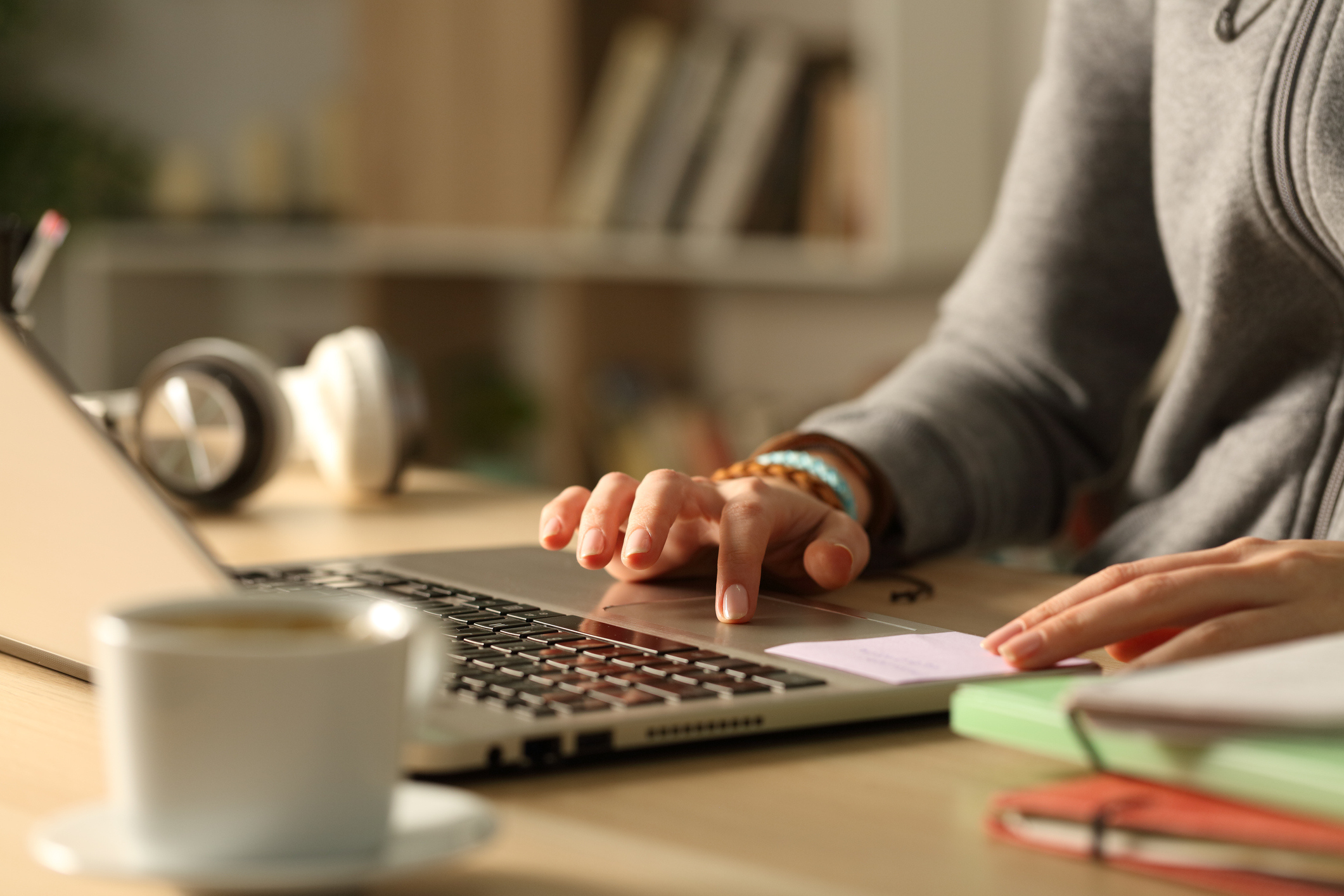 A person uses a computer