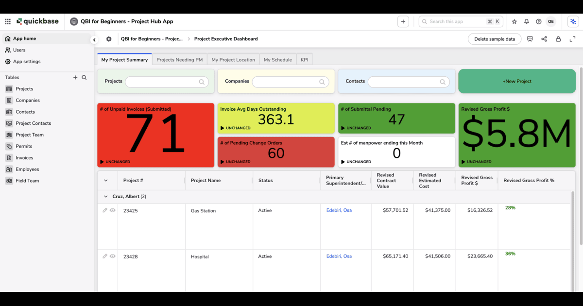 QBI for Beginners - Project Hub App | Quickbase
